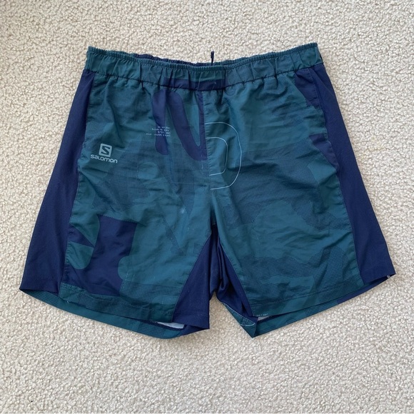 Salomon Men's Green & Black Athletic Shorts Size Large - Picture 1 of 9